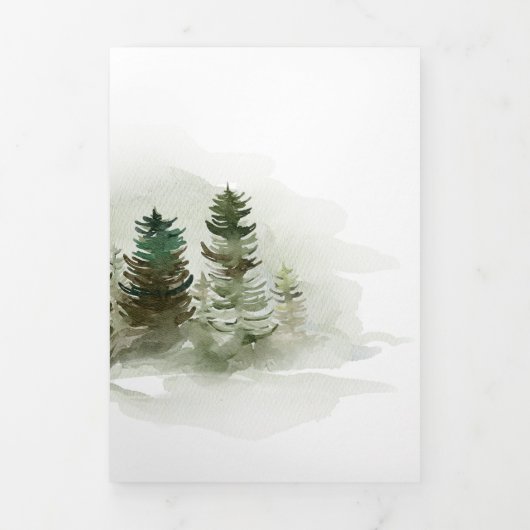 Evergreen Pines Rustieke Bruiloft Save The Date Drieluik Uitnodiging (Cover)