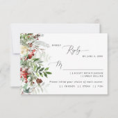 Evergreen sneeuw winter bruiloft maaltijd keuze RS RSVP Kaartje (Voorkant)