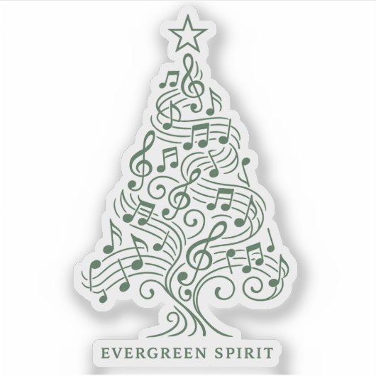 Evergreen Spirit – Musical Christmas Tree Design Sticker (Voorkant)