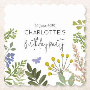 Evergreen Summer Garden Verjaardagsfeest Kartonnen Onderzetters
