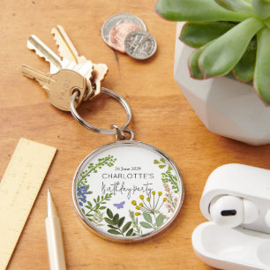 Evergreen Summer Garden Verjaardagsfeest Sleutelhanger