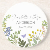 Evergreen Summer Garden Wedding Zandsteen Onderzetter (Voorkant)