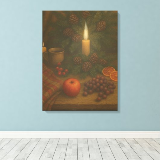 Evergreen Table – Candlelight and Calm Canvas Afdruk (Insitu (Houten vloer))