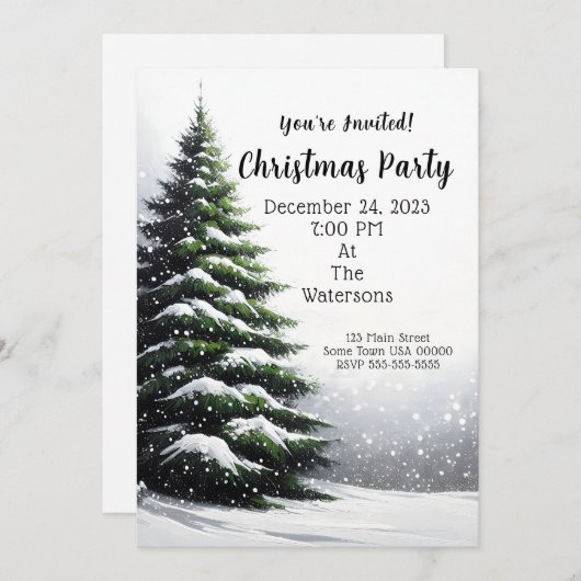 Evergreen Tree Kerstfeest uitnodiging (Voorkant / Achterkant)