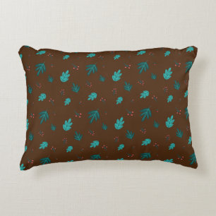 Evergreen Tree Leaves en Red Holly Berries Accent Kussen