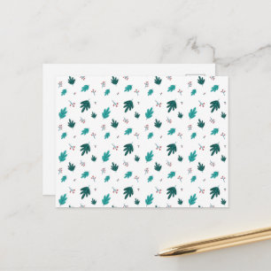 Evergreen Tree Leaves en Red Holly Berries Briefkaart