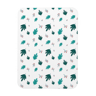 Evergreen Tree Leaves en Red Holly Berries Magneet