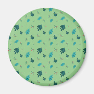 Evergreen Tree Leaves en Red Holly Berries Magneet