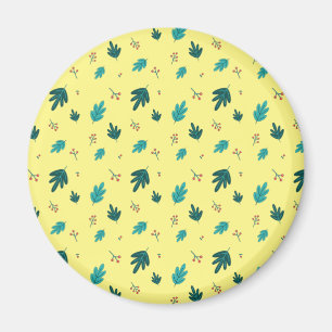 Evergreen Tree Leaves en Red Holly Berries Magneet