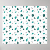 Evergreen Tree Leaves en Red Holly Berries Poster (Voorkant)