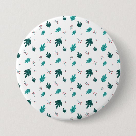Evergreen Tree Leaves en Red Holly Berries Ronde Button 7,6 Cm (Voorkant)