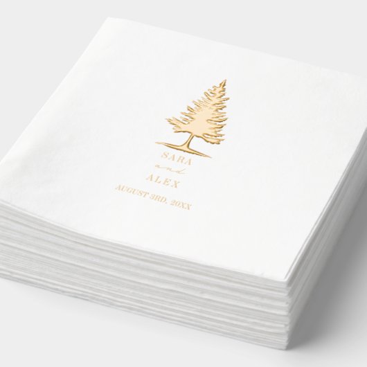Evergreen Tree Rustic Wedding Folie Servetten (Detail)