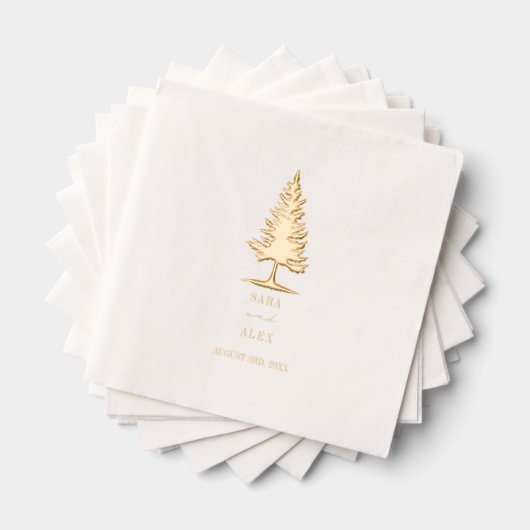 Evergreen Tree Rustic Wedding Folie Servetten (Insitu (Gestapeld))