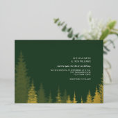 Evergreen Trees Golden Rustic Wedding Folie Uitnodiging (Staand Voorkant)