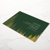 Evergreen Trees Golden Rustic Wedding Folie Uitnodiging (Gedraaid)