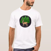 Evergreen Trees Holiday Woodland Deer T-Shirt (Voorkant)