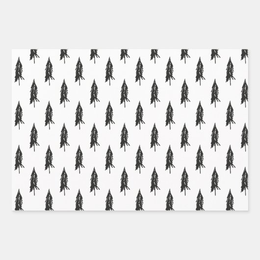 Evergreen Trees, met zwarte en goudkerstrennen Inpakpapier Vel (Voorkant 2)