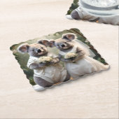 Evergreen Vows: Een Koala-bruiloft in het wit Kartonnen Onderzetters (Gebogen)