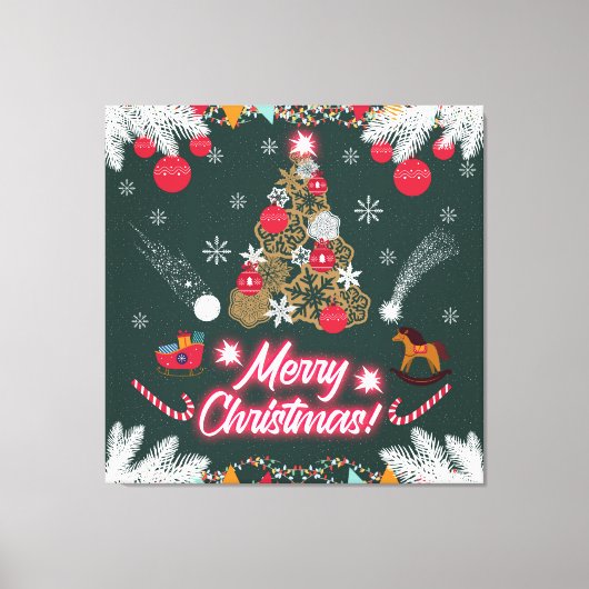 Evergreen vreugde van de kerst canvas afdruk (Voorkant)