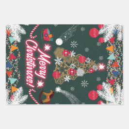 Evergreen vreugde van de kerst inpakpapier vel