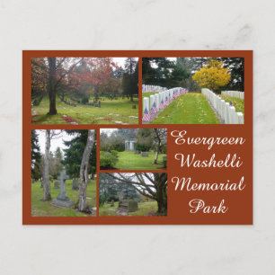 Evergreen Washelli Cemetery Collage Briefkaart