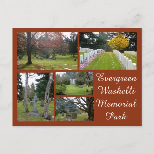 Evergreen Washelli Cemetery Collage Briefkaart (Voorkant)