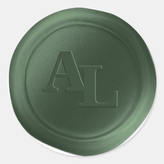 Evergreen Wax Seal Monogram Trouwstickers Ronde Sticker