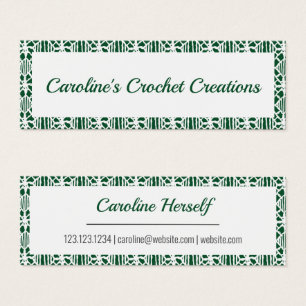 Evergreen White Crochet Lace Pattern Visitekaartje