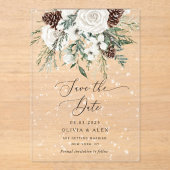 Evergreen Winter Elegant Save the Date Acryl Uitnodigingen (Voorkant)