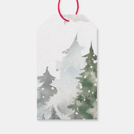 Evergreen Winter Forest Dank u wel Cadeaulabel (Achterkant)