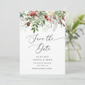 Evergreen winter Kerstbruiloft Bewaar de datum Save The Date (Staand voorkant)