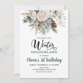 Evergreen Winter Onederland Eerste Verjaardag Kaart (Voorkant)