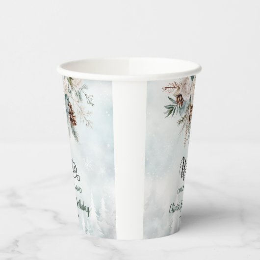 Evergreen Winter Onederland Eerste Verjaardag Papieren Bekers (Links)