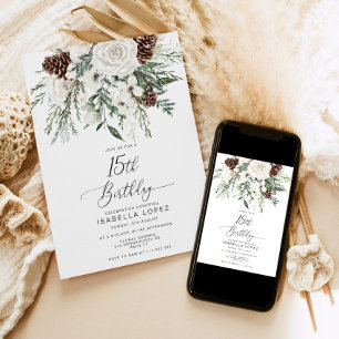 Evergreen winter Quinceanera 15e verjaardag Kaart