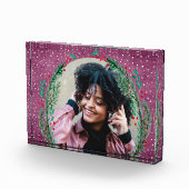 Evergreen Wreath op Paarse kerst Fotoblokken (Rechts)