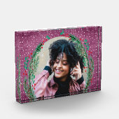 Evergreen Wreath op Paarse kerst Fotoblokken (Links)