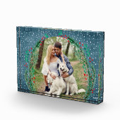 Evergreen Wreath Snow-kerstdenim Blue Fotoblokken (Rechts)