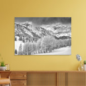 Evergreens en Aspen-bomen in een sneeuw-storm Canvas Afdruk (Insitu (Woonkamer))