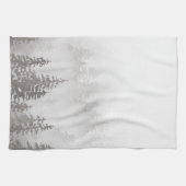 Evergreens in het bos Foggy Mountain in grijs Theedoek (Horizontaal)
