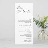 EVERLEIGH Bruiloft Drink Menu 4x9.25 Kaart (Staand voorkant)