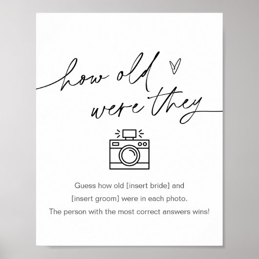 EVERLEIGH Hoe oud waren ze Bruids douche Gamebord Poster (Voorkant)