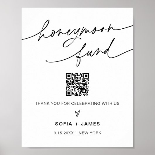 EVERLEIGH Honeymoon Fund Wedding Sign Poster (Voorkant)