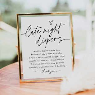 EVERLEIGH Luiers voor 's Avonds Baby Shower Bord Poster
