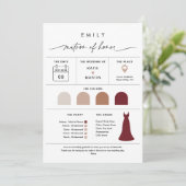 EVERLEIGH Matron of Honor Bridal Party Info Kaart (Staand voorkant)