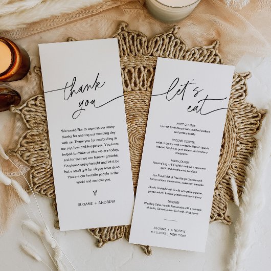 EVERLEIGH Menu Mariage minimaliste 4x9
