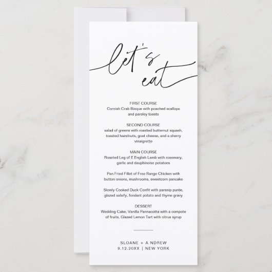 EVERLEIGH Menu Mariage minimaliste 4x9 (Devant)