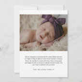 EVERLEIGH Minimalist Baby Faire-part de naissance (Dos)