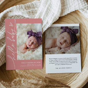 EVERLEIGH minimaliste bébé fille Faire-part de nai