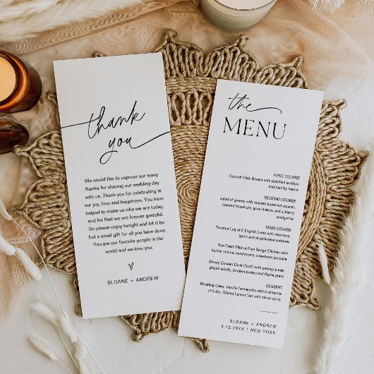 EVERLEIGH Minimalistisch huwelijksmenu 4x9 Kaart