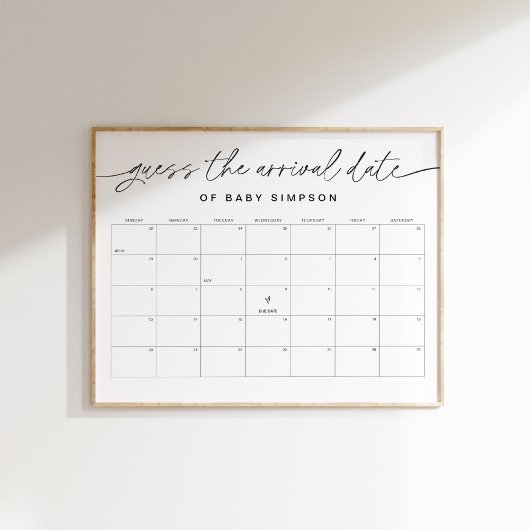 EVERLEIGH Raad de Aankomstdatum Baby shower 16x20 Poster